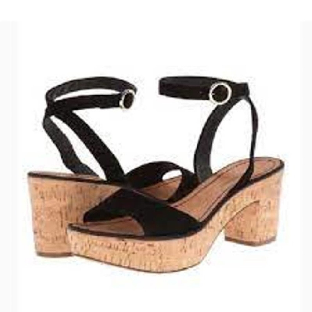 Diane Von Furstenberg Odelia Suede Black Cork Platform Sandals size 9